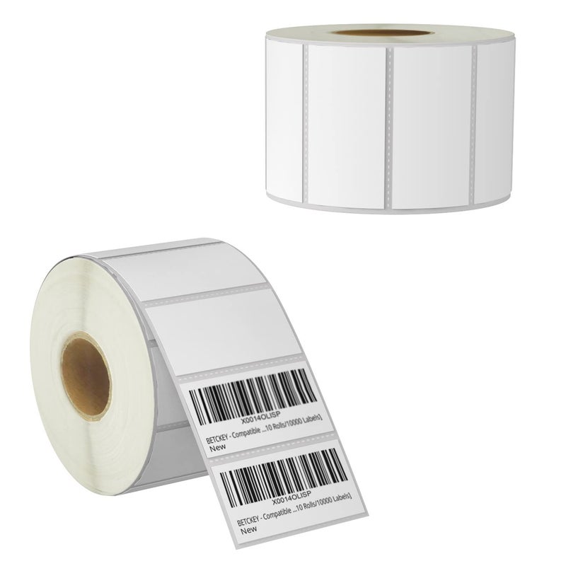 BETCKEY - 2" x 1" (51 mm x 25 mm) UPC Barcode & Address Labels Compatible with Zebra & Rollo Label Printer,Premium Adhesive & Perforated [2 Rolls, 2600 Labels] - Image 1